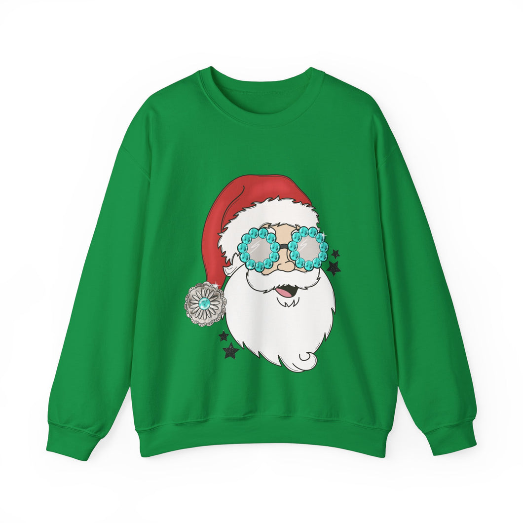 Turquoise Santa Crewneck Sweatshirt