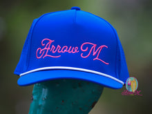 Load image into Gallery viewer, Arrow M Cap--Royal Blue &amp; Pink
