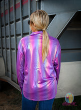 Load image into Gallery viewer, Metallic Shimmer Button Down--Purple
