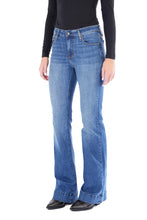 Load image into Gallery viewer, Haala Bella Trousers-- Indigo Stone With Gold Stitching.
