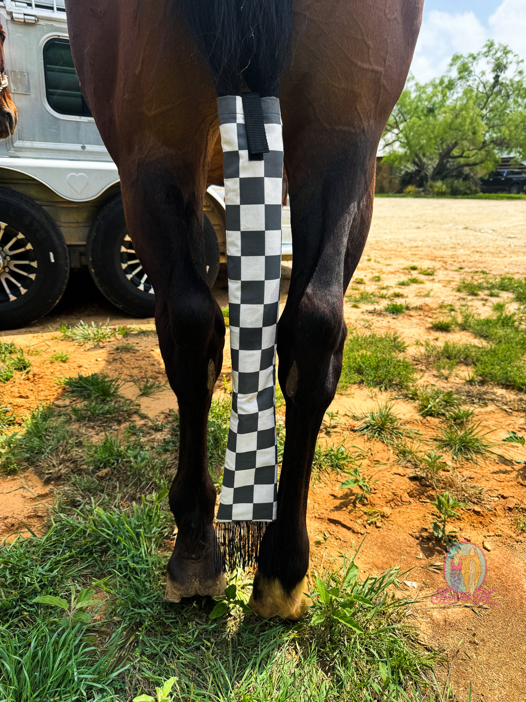 Black and White Checkered w/Black Fringe