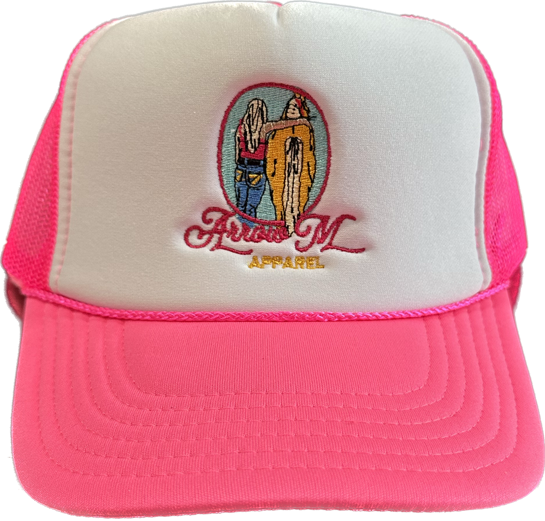 Logo Trucker Cap--Hot Pink/White