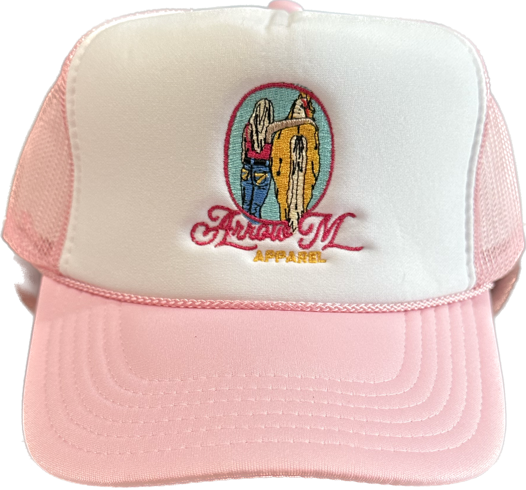 Logo Trucker Cap--Light Pink/White